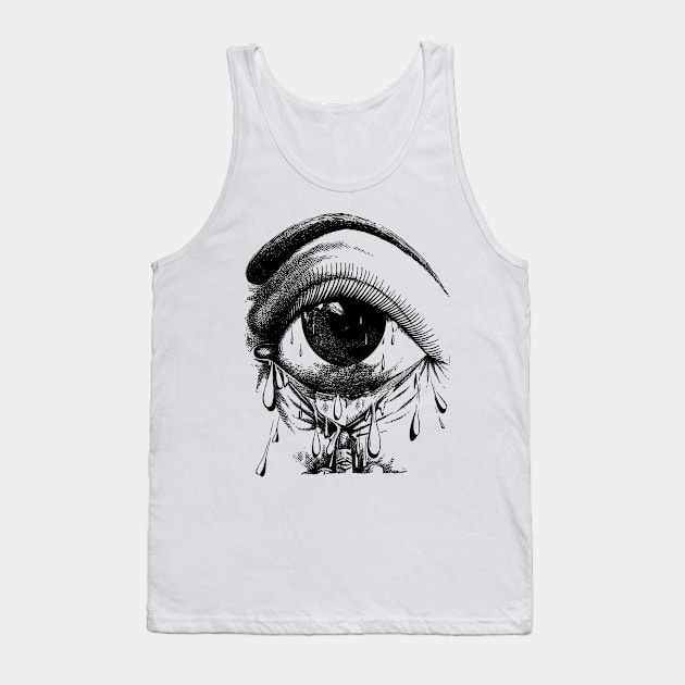 Crying eye - black/white Tank Top by shirtsandmore4you